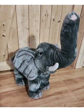 VTG Gray Peeper Pals Safari African Large Elephant Plush Realistic Stuffed Anima
